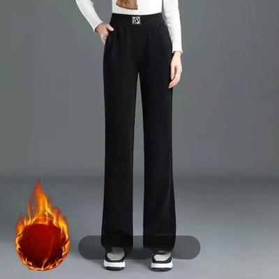 Winter Plush Thickened Warm Pants for Women Wearing Harem Pants for Mother Pants for Women Loose Casual Pants Straight Pants Black
