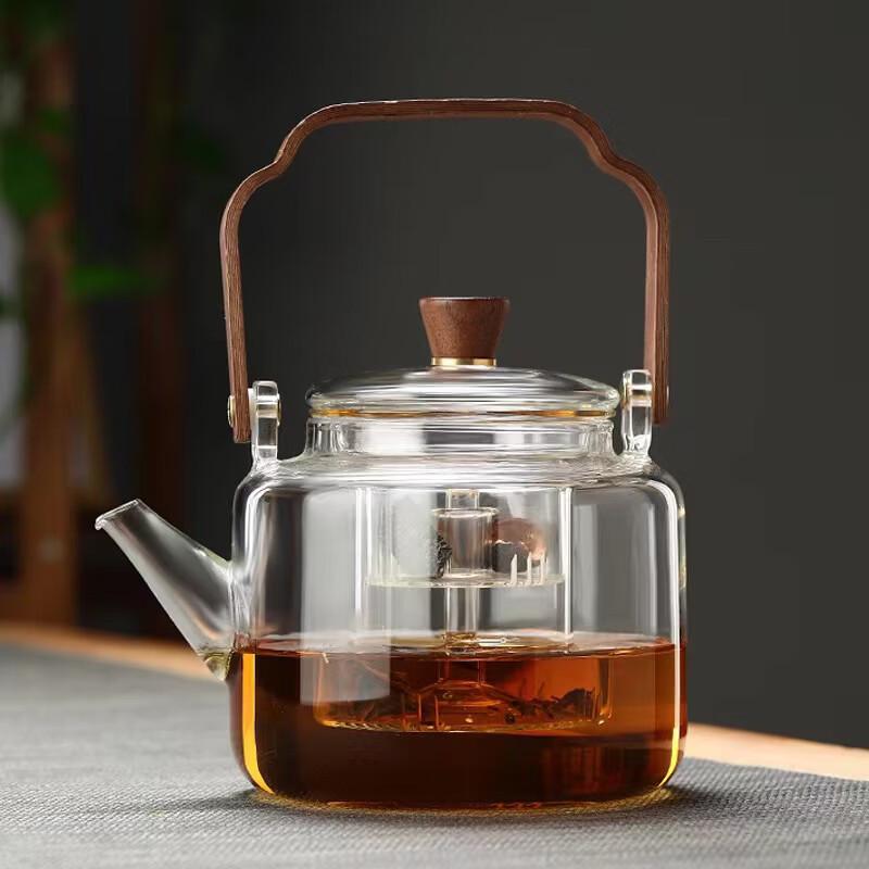 Yipan Borosilicate Glass Teapot with Walnut Handle