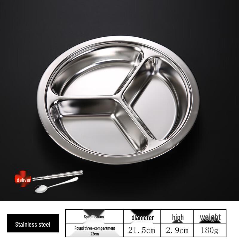 Stainless Steel Divided Lunch Plate