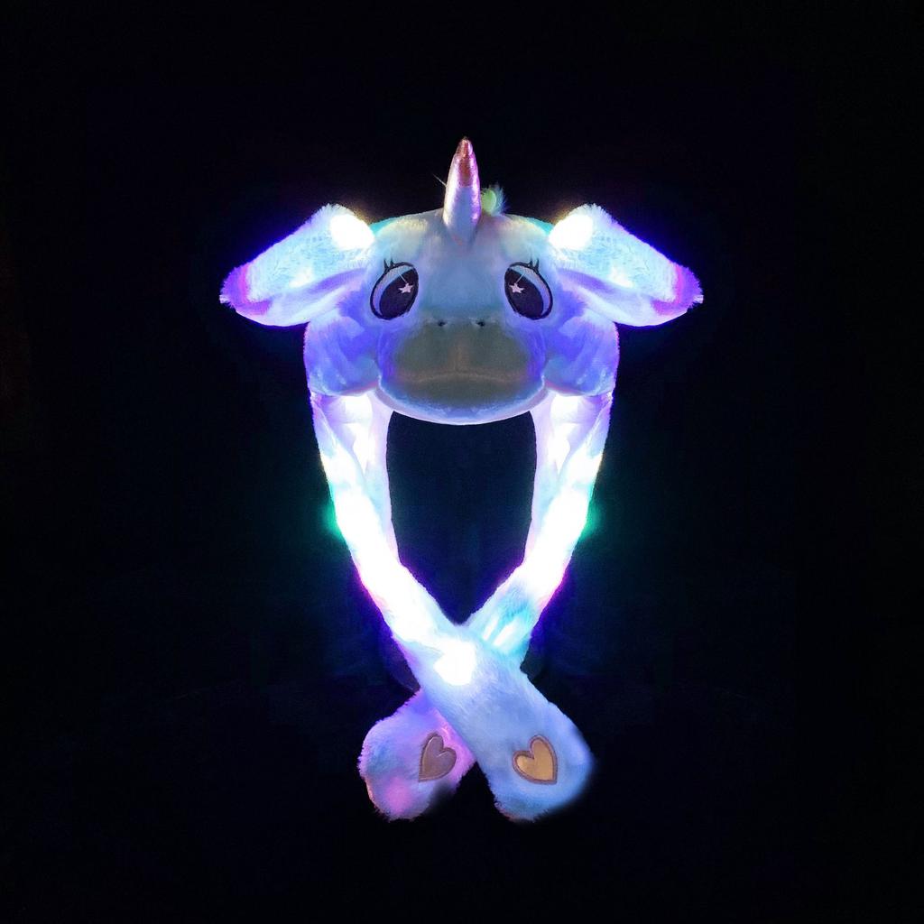 Non-Toxic Jumping Rabbit Hat Plush Ear Funny Glowing Ear Moving Bunny Hat Cosplay Halloween Christmas Party Hat 5-18 Years And Adult