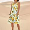 Print Dresses For Women Loose Beach Vacation Casual Sleeveless Sundresses With Pockets Tank Dress