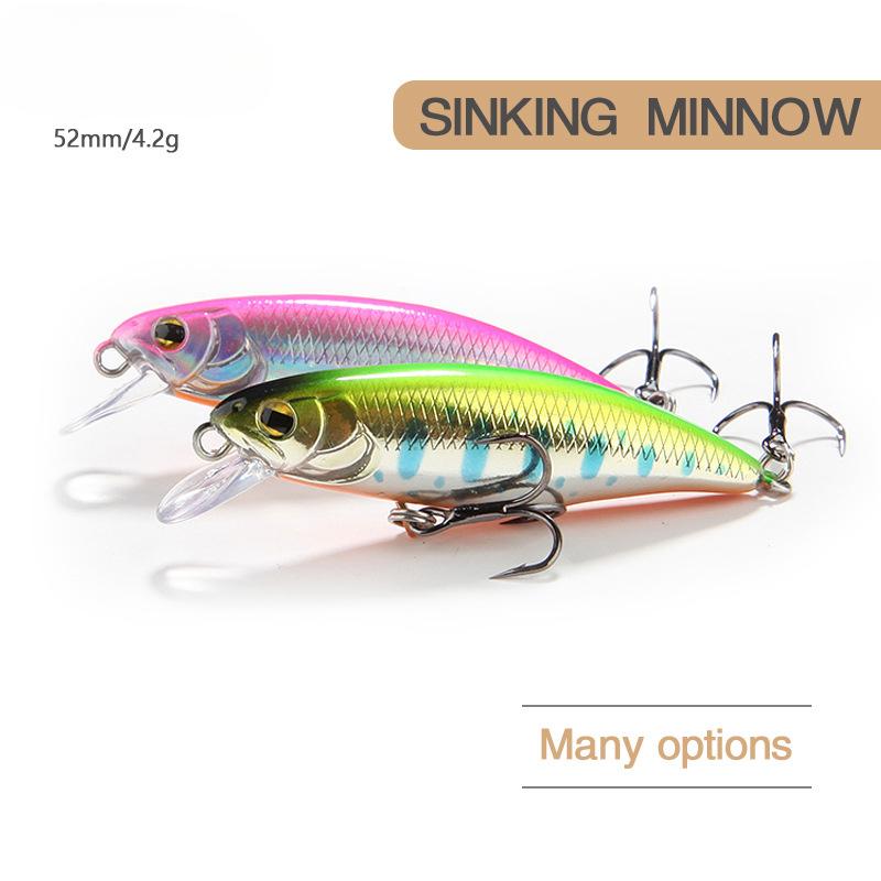 Giappone Modello Caldo Minnow Affondante Esche da Pesca 52mm Jerkbait Spigola Luccio Carkbait Wobblers Swimbait Esche Dure Professionali Accessori da Pesca Esca Spigola