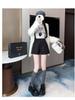 Black Woolen High Waist Women's Booty Shorts - Autumn Winter 2024 Korean Style Slim Fit Straight-Leg Shorts