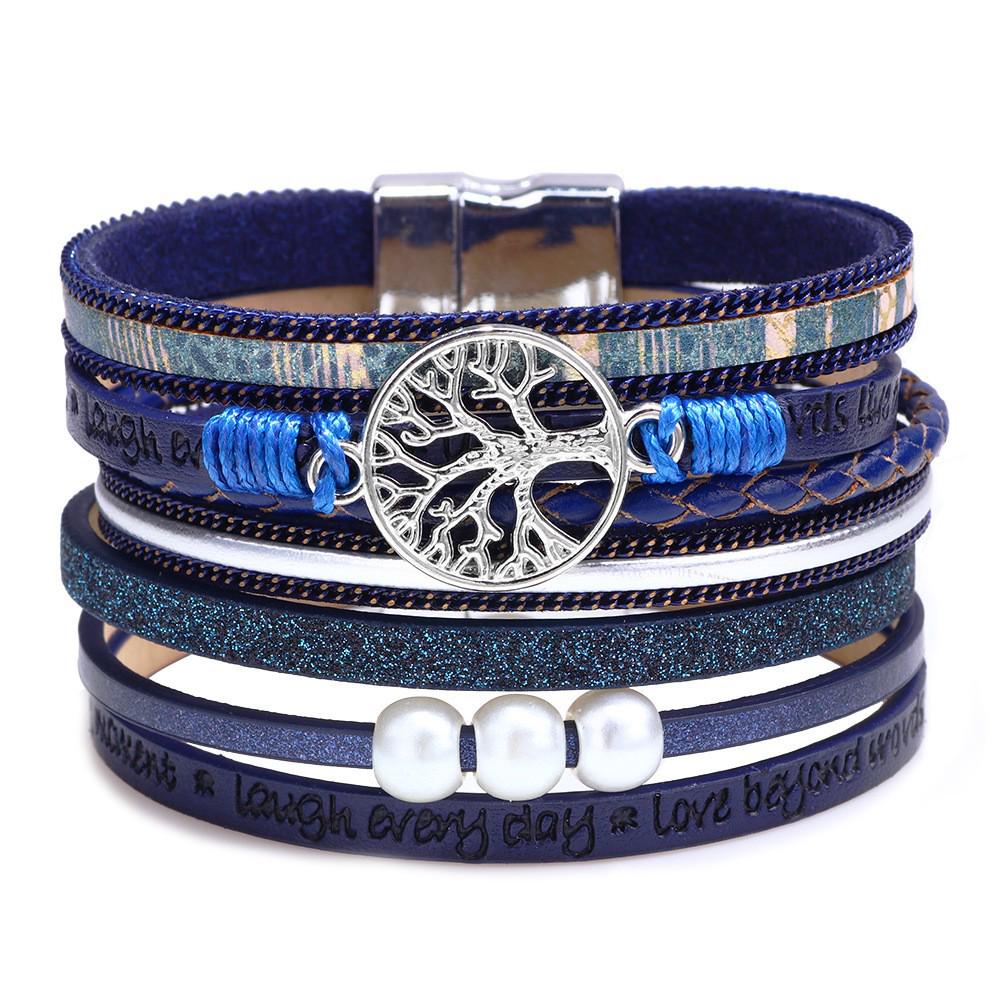 Bohemian Micro-Diamond Cross Bracelet with Magnetic Clasp & PU Leather