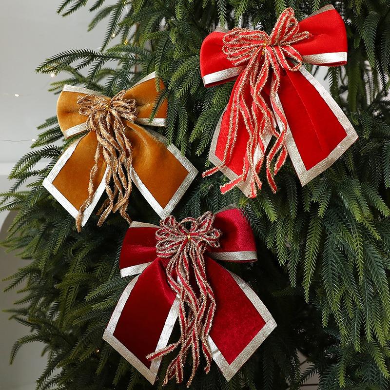 1pcs Velvet Christmas Bow Decor Cordless Hanging Ornament for Tree Staircase Door Multi-Use Holiday Home Party Decoration