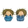 4Pcs Lovely Llittle Monk Shaolin Doll with Straw Hat Buddha Resin Statue Crafts Small Monks Table Ornaments Home Car Decoration