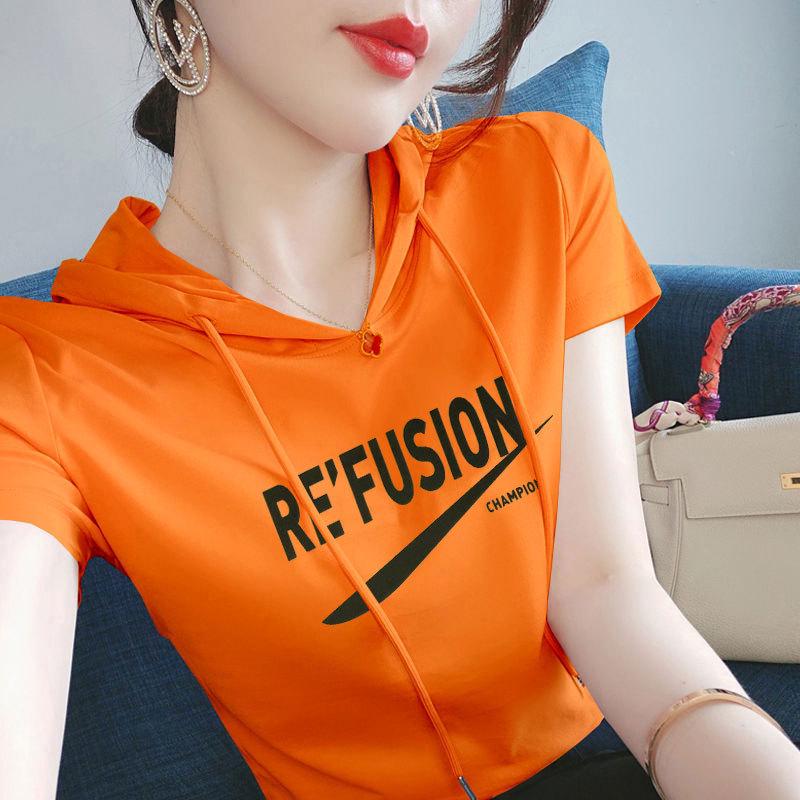 

Women s Short Sleeve Ethnic Style Cotton Hooded Sweatshirt - Casual and Versatile Summer Top 2XL [for 125-140 jin]