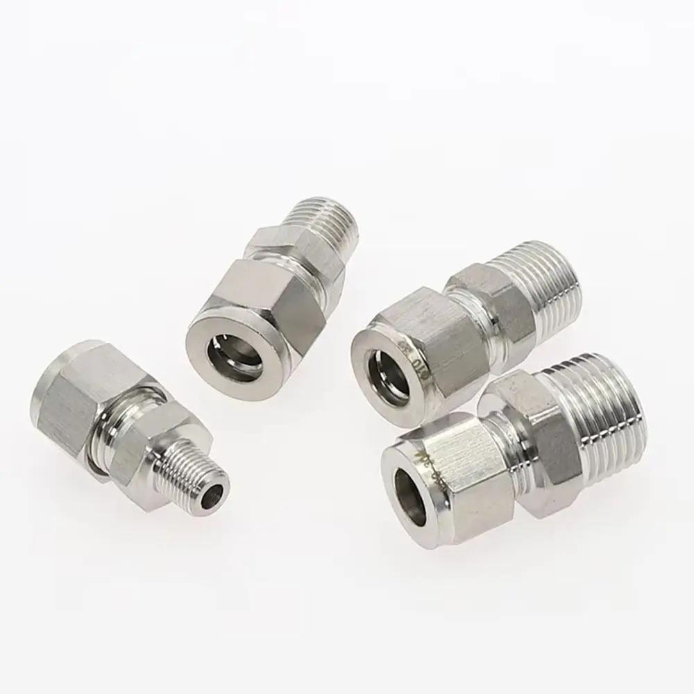 1Pcs 1/8" 1/4" 3/8" 1/2" Male Thread to 3-16mm OD Quick Fitting Stainless Steel 304 SS Tube Connector Double Ferrule