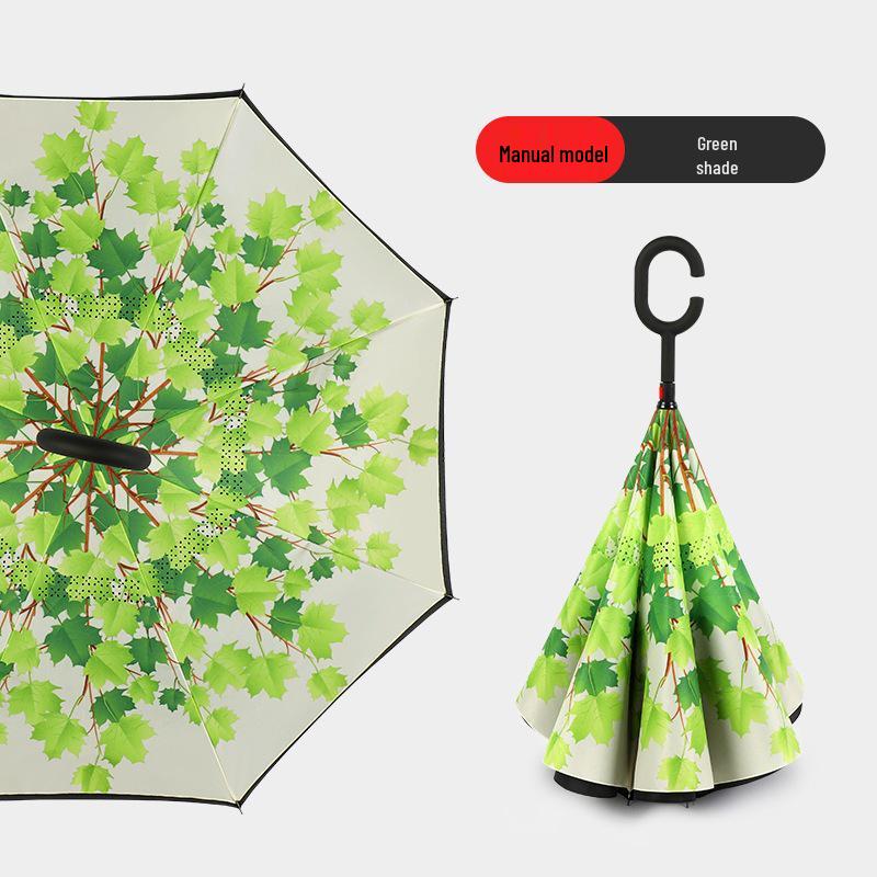 

Двухслойный зонт-наоборот со стоячей ручкой - Большой, прочный, защита от солнца и дождя для мужчин и женщин 108cm - Semi-open with Gauze