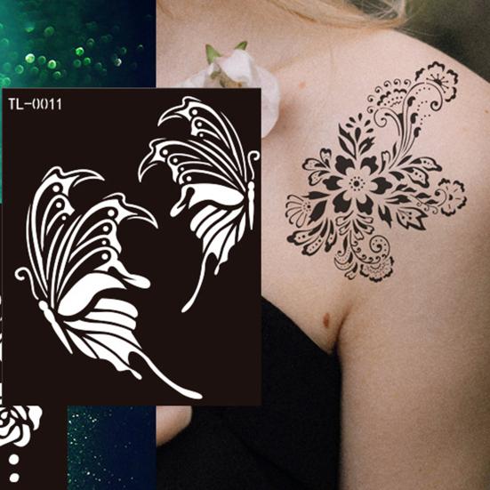 Henna Tattoo Stencil, Reusable DIY Tattooing Template, Floral Animal Patterns Stencil for DIY Indian Temporary Tattoos Music Festivals Body Art