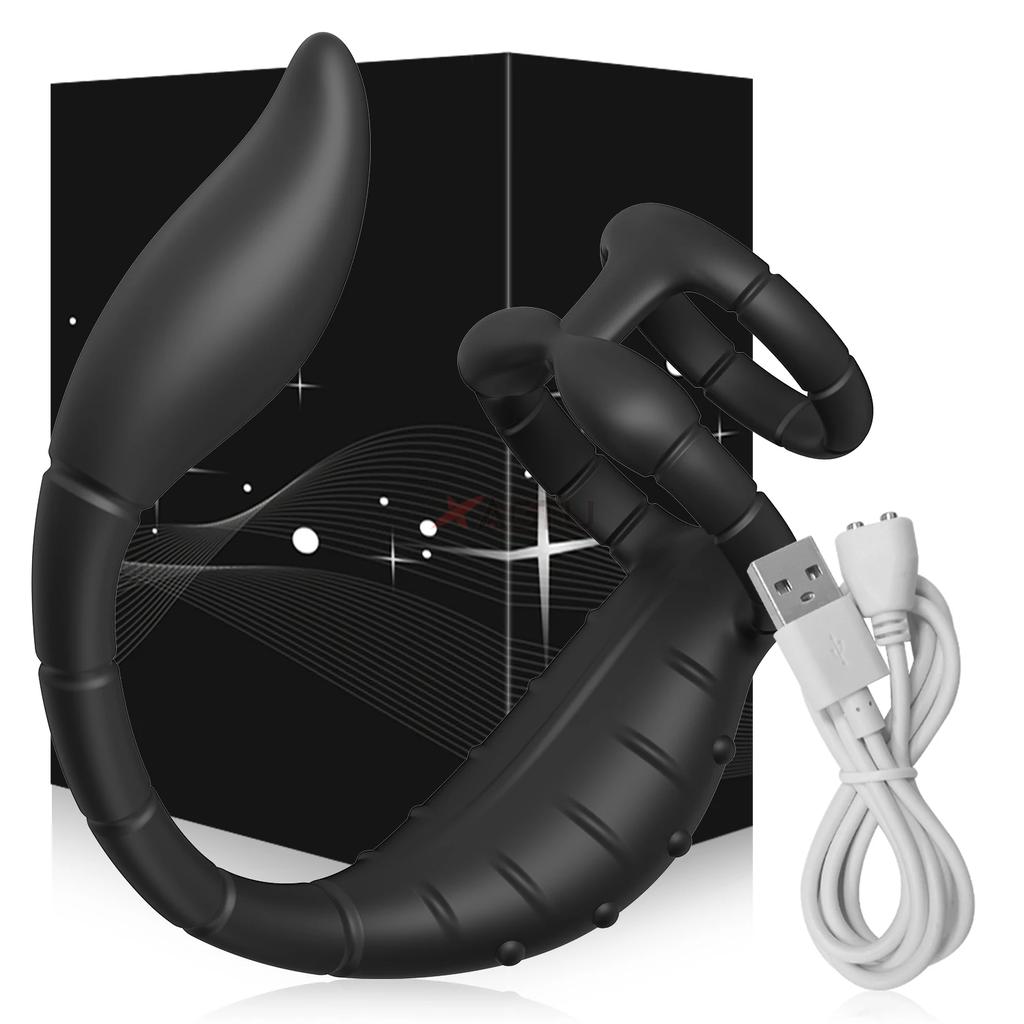 Cock Ring Prostate Vibrator for Male Double Ring Anal Plug Vibrating Delay Ejaculation Male Masturbator Sex Toys for Men 18+