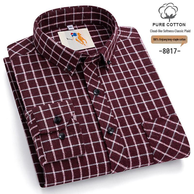 

Мужская фланелевая клетчатая рубашка оверсайз - Чистый хлопок, с длинным рукавом, повседневная мода для осени и зимы 43