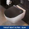 Black Ultra-Slim Toilet Seat - D Shape - Soft Close Resin Toilet Seat - Quick Release