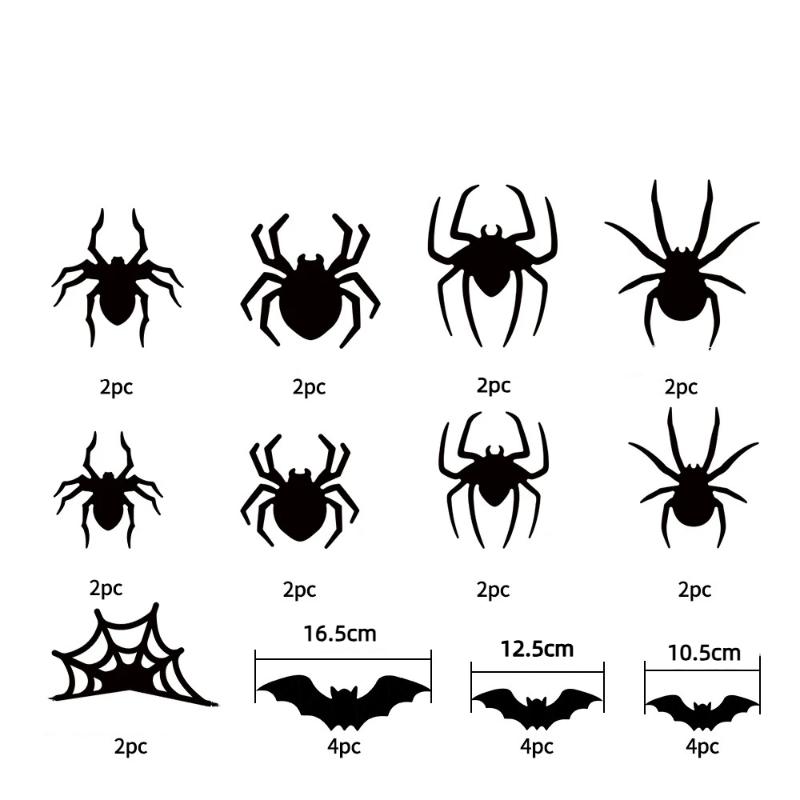 3D PET Glowing Bat LED Wall Stickers 12/24 PCS No Damage to Wall Decals for Halloween Family Gathering Party Decor