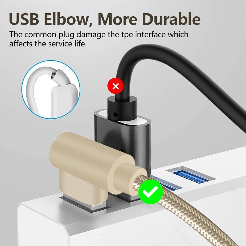 90 Degree USB Lightning Cable Cord Game Wire for 14 13 12 11 X XS XR XS Max 8 7 SE Ipad Fast Charging 3m
