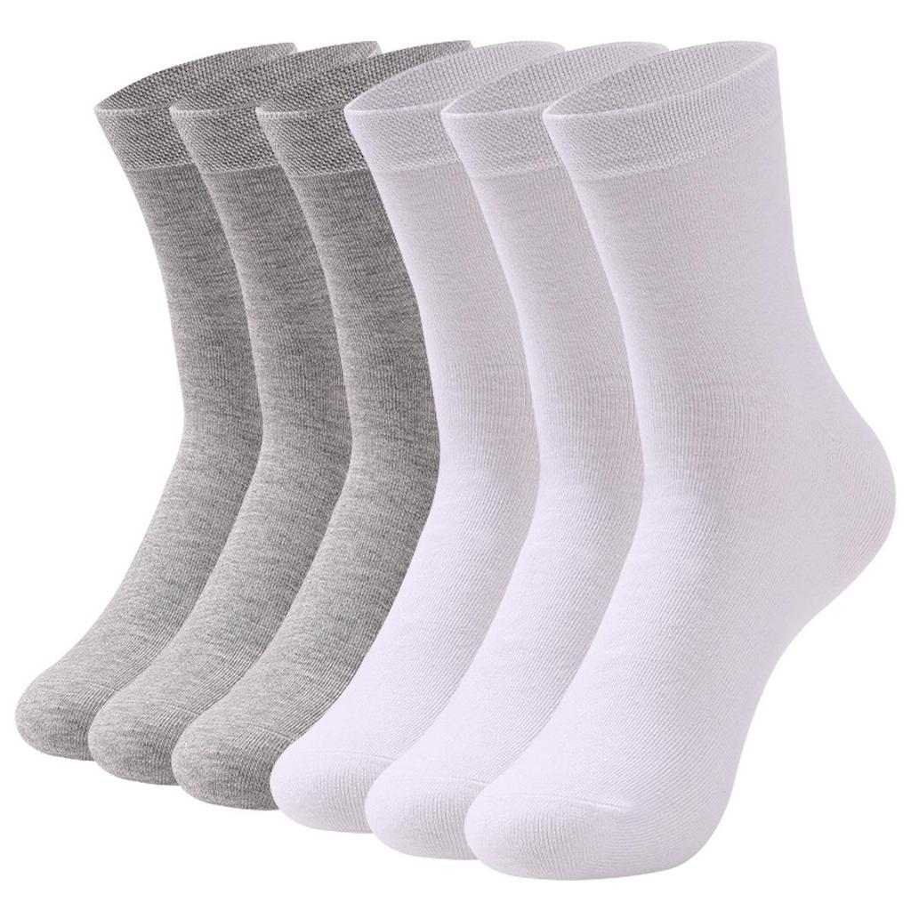 6 Pairs Men's Large Seamless Sweat-Absorbing Odor-Resistant Mid-Calf Socks for Autumn/Winter