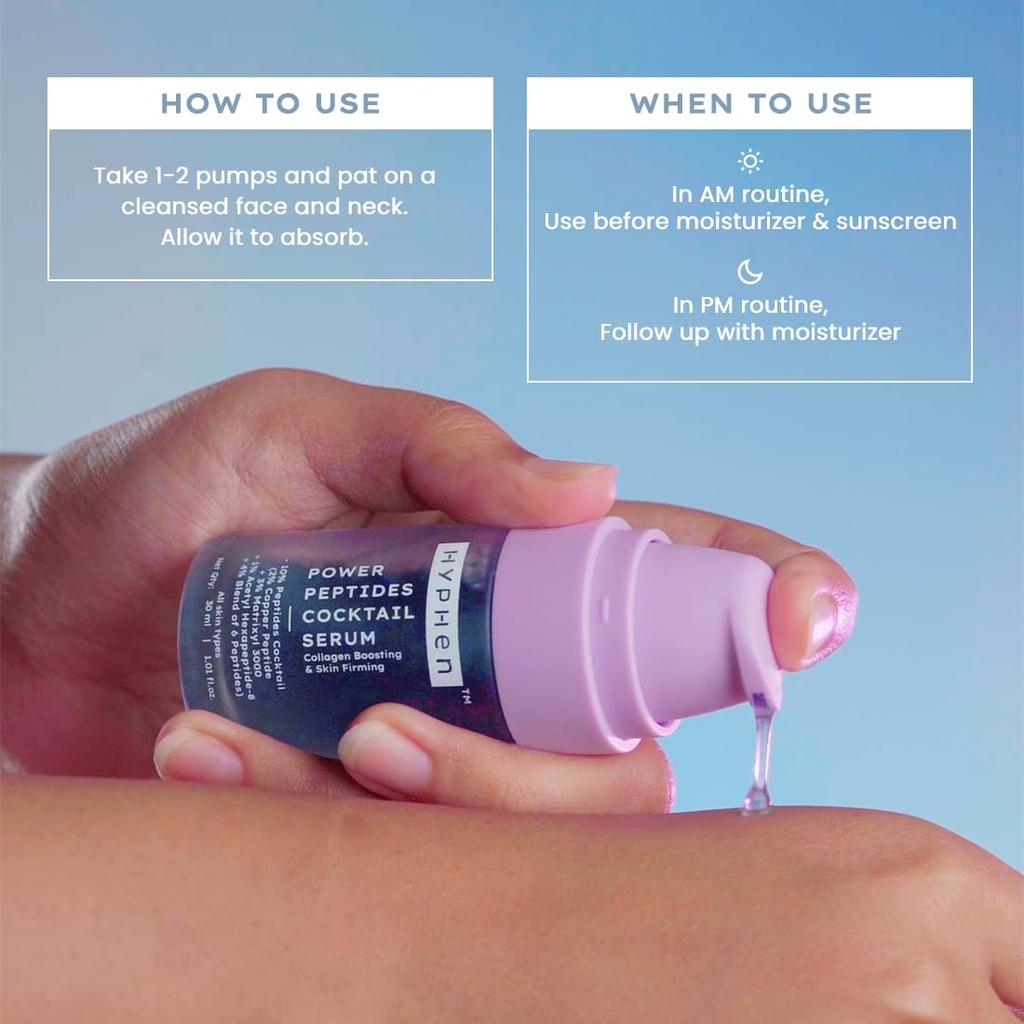 Hyphen 10% Power Peptide & 2% Koper Peptide Gezichtsserum voor Mannen & Vrouwen 30ml Verzacht Fijne Lijnen Rimpels