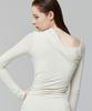 Lady Volume Unbalanced Shirring Mini Dress_Cream