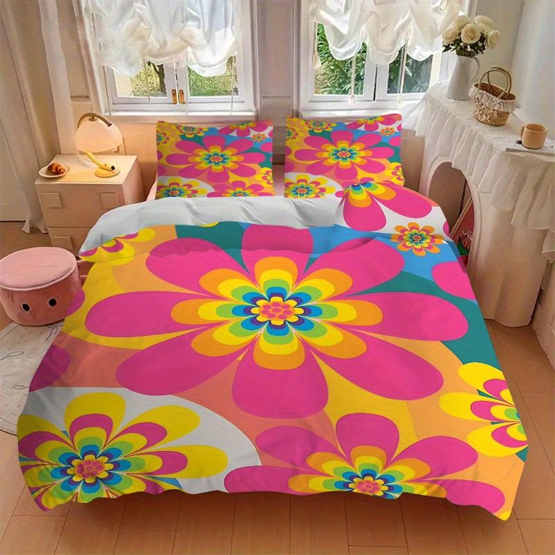 3-teiliges Bettwäsche-Set mit Blumenmuster, Atmungsaktiv und Weich, Geeignet für alle Jahreszeiten, Ideal für den Heimgebrauch, Geeignet für Schlafzimmerdekoration 21117