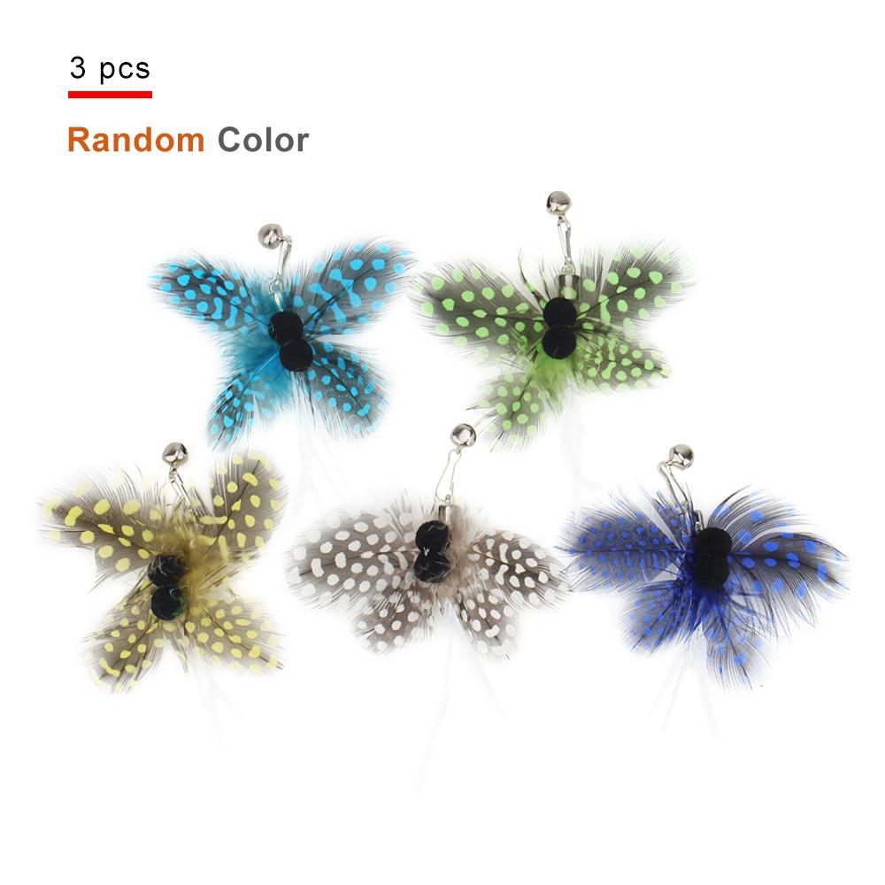 

5 шт. Искусственная бабочка Сменная головка Перо Кошачья удочка-дразнилка Смешное имитированное насекомое Игрушка для кошки