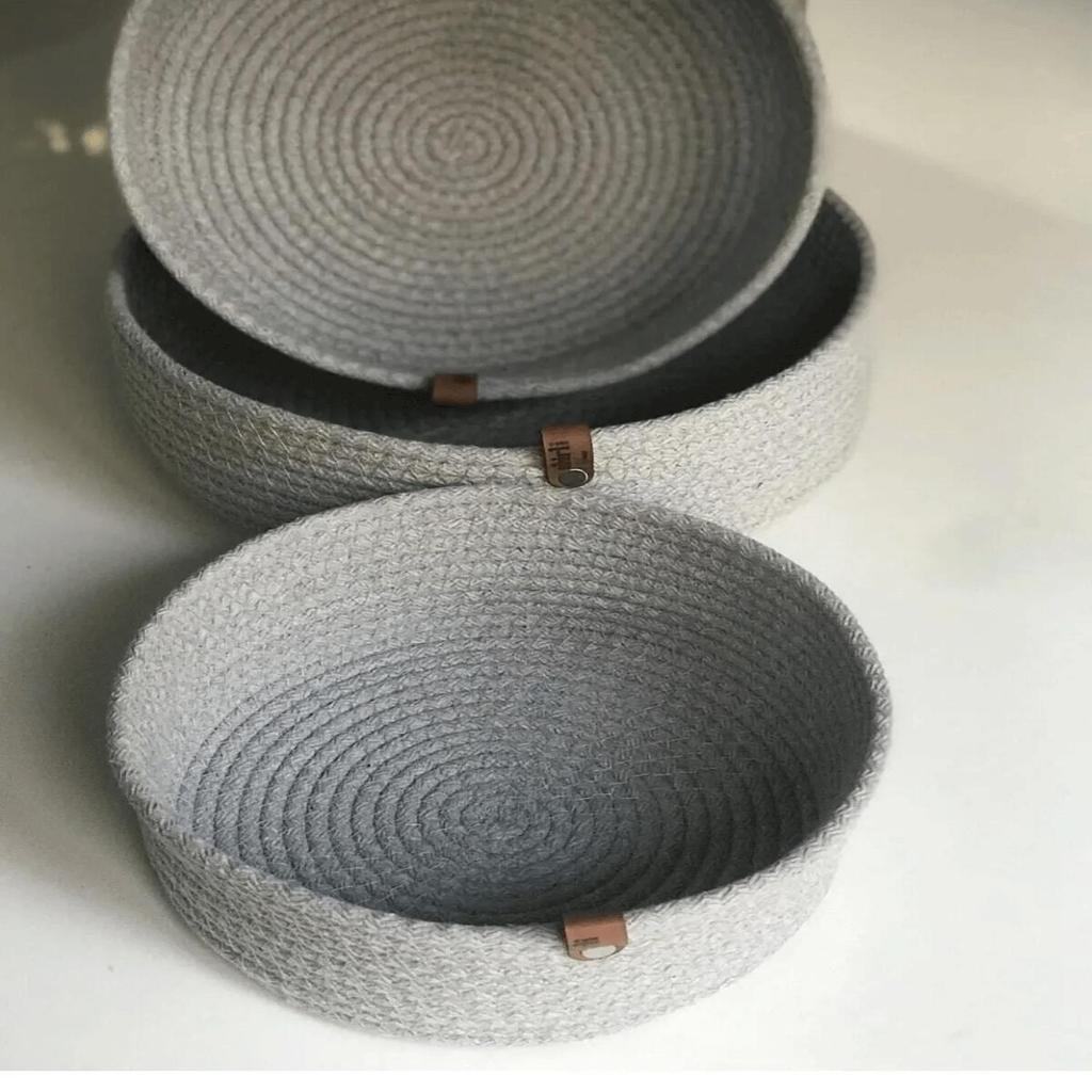 Hand Woven Set of 3 Wicker Basket Set - Bathroom, Kitchen, Room Organizer - Handmade Decorative Basket