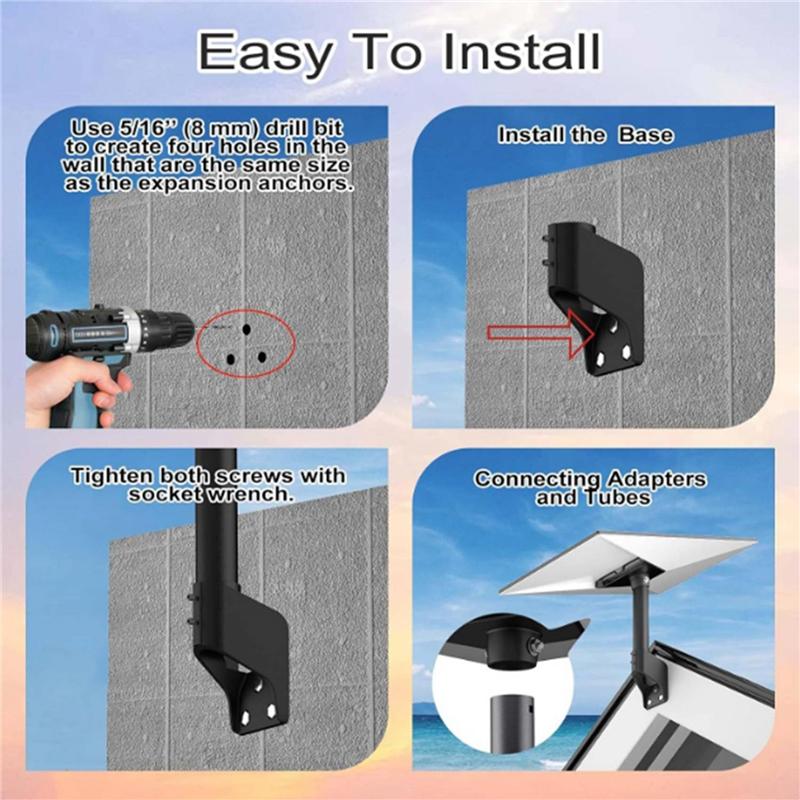 A28G-Rotatable 360 Degree Roof Mounting Kit For Starlink Gen3- For V3 Standard Dish Short Wall Pole Bracket