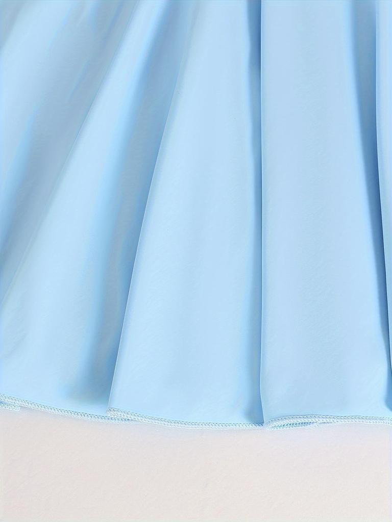 Vestito Skater Estivo Senza Maniche da Bambina - Tessuto Elastico Traspirante in Seta di Ghiaccio, Stile Skater Sportivo per Tennis, Danza e Uso Quotidiano