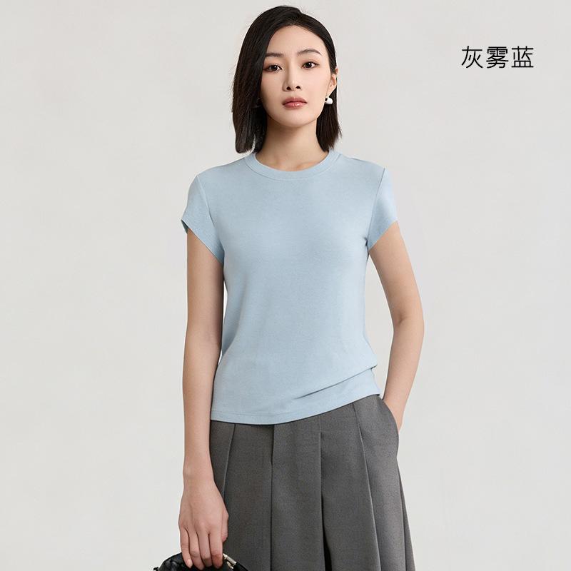Tencel wool short-sleeved top is popular in women's summer, cool and bacteriostatic, with a small flying sleeve T-shirt inside.
