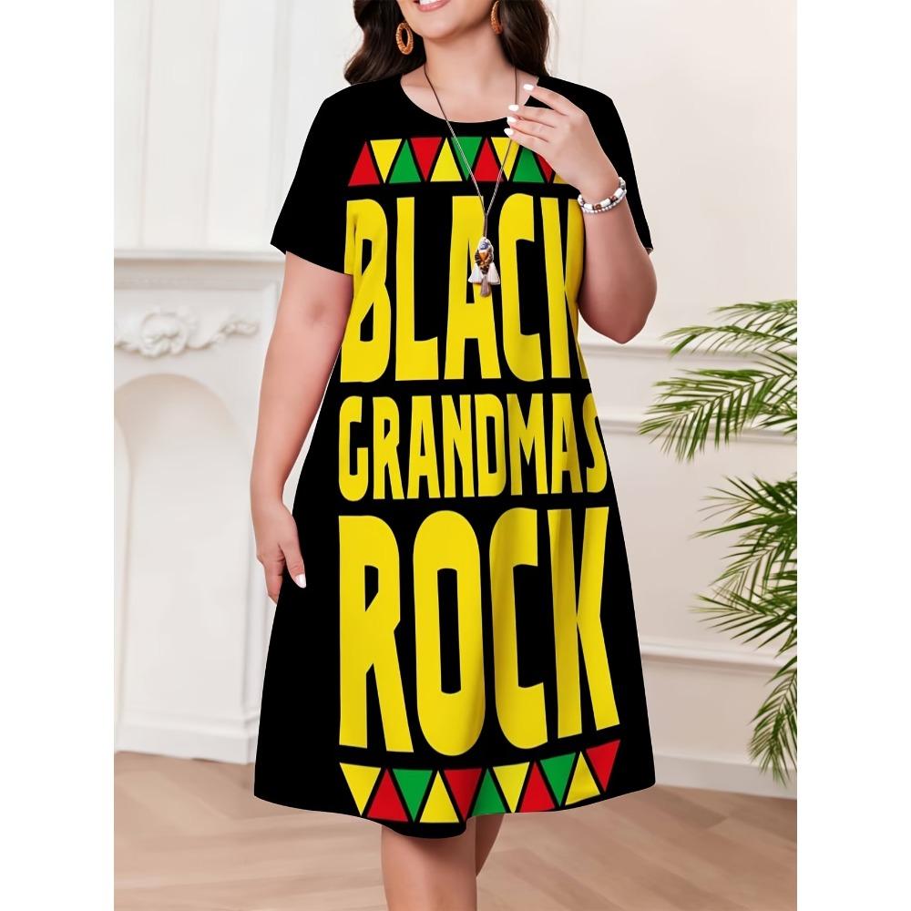Retro Women's Summer Short Sleeve Round Neck Dress, 3D African Girl Print Casual Dress