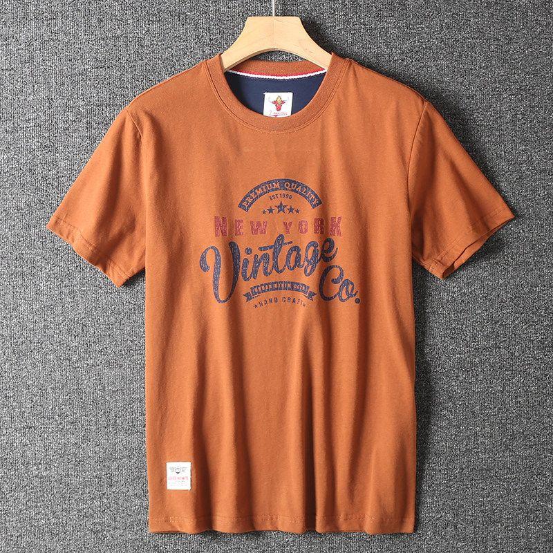 Trade Surplus Stock: Trendy High-Street Brand Pure Cotton Brushed Non-Transparent Short-Sleeve T-Shirts for Men and Women, Couple's Half-Sleeve Tops