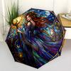 Witchcraft Halloween Magic Compact Travel Automatic Umbrella Folding Umbrella with 8 Ribs Lightweight for Women/Men Fashionable