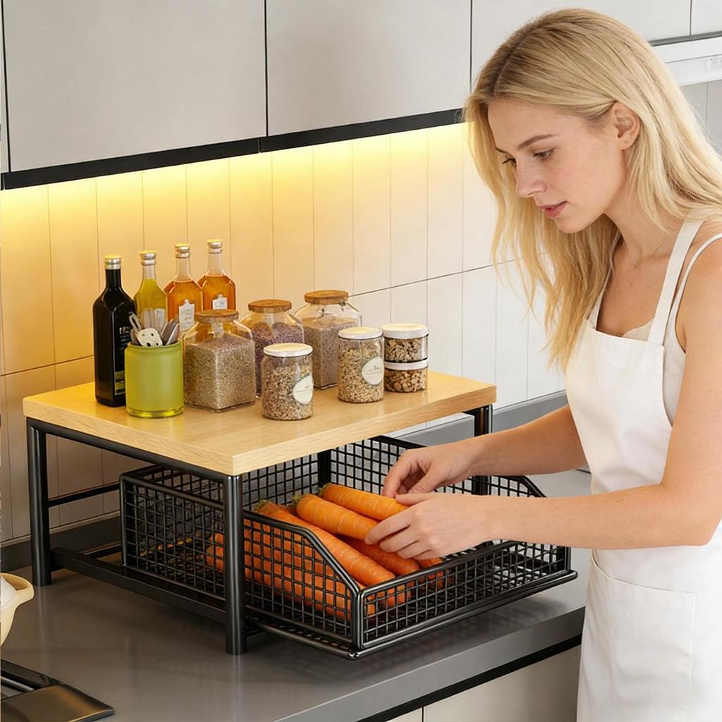 Kitchen Shelf 2-Tier Vertical Holder Organizer Culinary Shelf Organizer for Pantry Kitchen Bathroom Garage Shower Bar Apartment