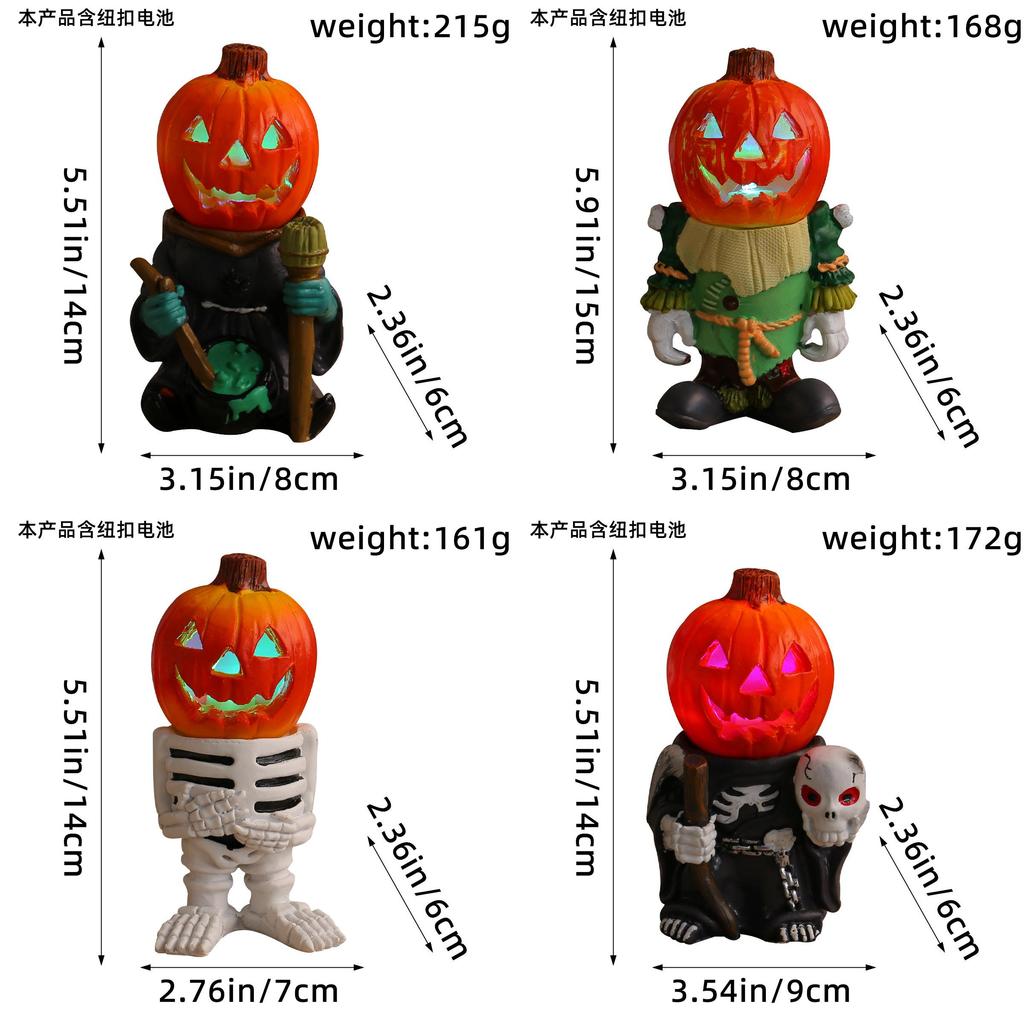 Decorative Led Pumpkin Knight Tabletop Ornament For Halloween Festive Home Decor