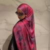 Silk Printed Marble Ethnic Headscarf and Shawl