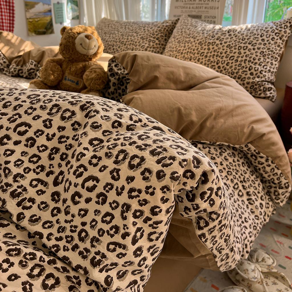 Korean Style Bedding Sets Floral Flat Sheet Duvet Cover Pillowcase Twin Queen Full Size No Filling Fitted Sheet Set Home Decor