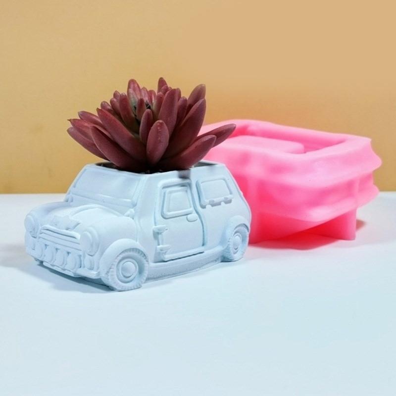 Versatile Silicone Mold Car Bus Shaped Planter Mould Creative Candle Holder Molds Home Decorations Gift for Flower Lover