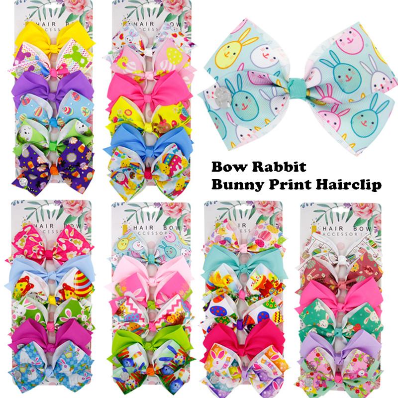 Buy Baby Girls Bow Rabbit Bunny Print Hairclip Barrettes Accessories ...