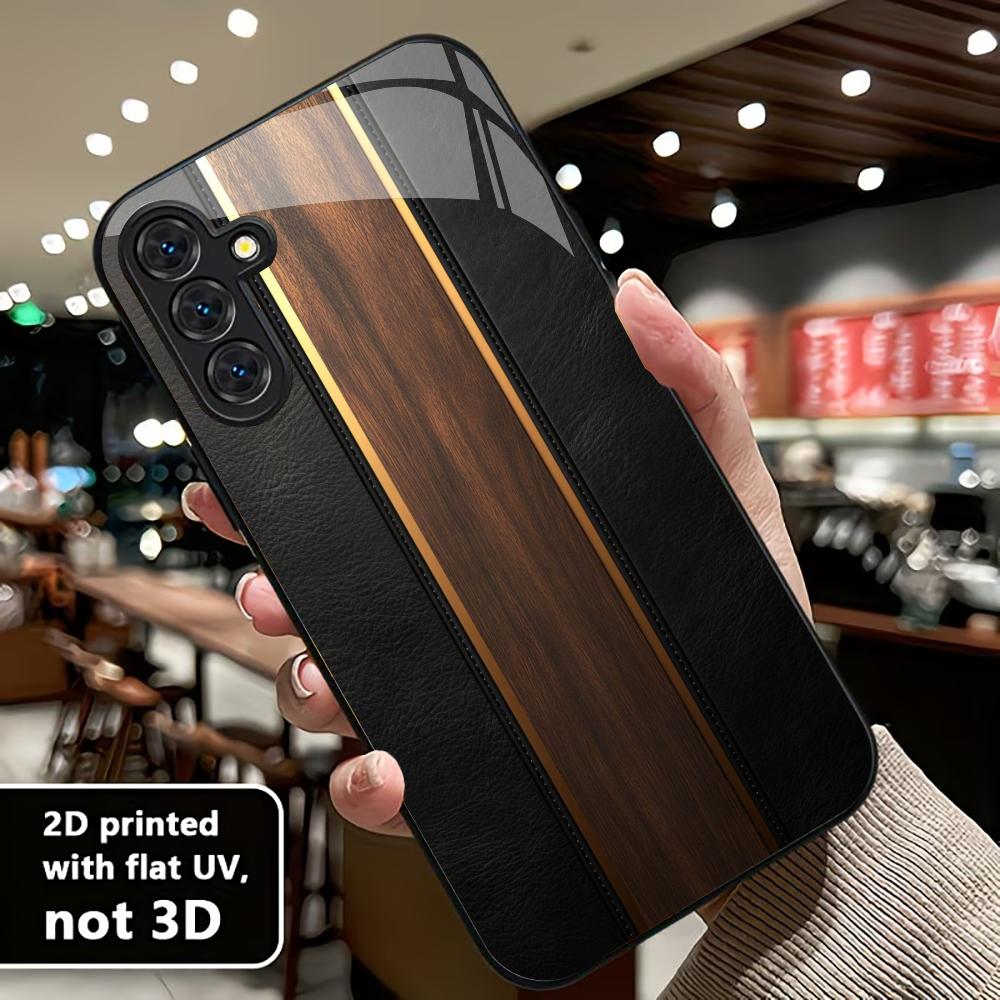 Wood grain Exquisite luxury High-end PhoneCase Glass TPU PhoneCase for Samsung Galaxy S26 S25 S24 S23 S22 S21 FE,Ultra,Plus