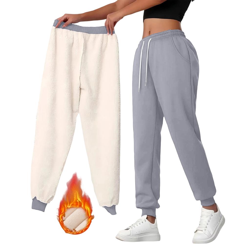 Ladies' Fashionable Casual Sweatpants With Thickened Pockets And Drawstring For Warmth
