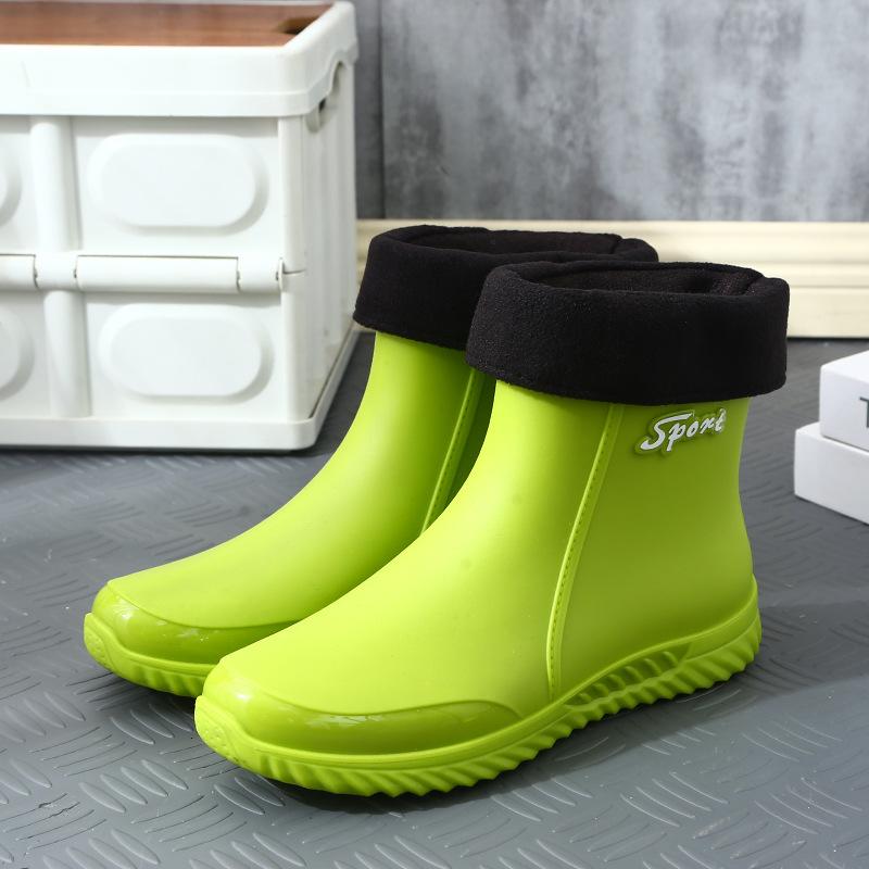 Fashion short rain shoes men wear water shoes outside the four seasons non-slip students short rubber shoes thickened water boots rain boots