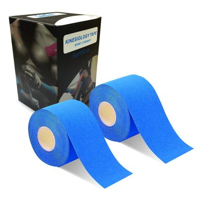 2 Rolls Taping Tape Kinesio Tape Supports Muscles and Joints Strong Elasticity Sweat Resistant Improves Performance 5cm X 5m (Blue)