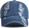 2026 New Y2k Rabbit Ears Denim Ripped Baseball Cap Men and Women Dark Personality Metal Ring Street Trend Adjustable Cosplay Hat