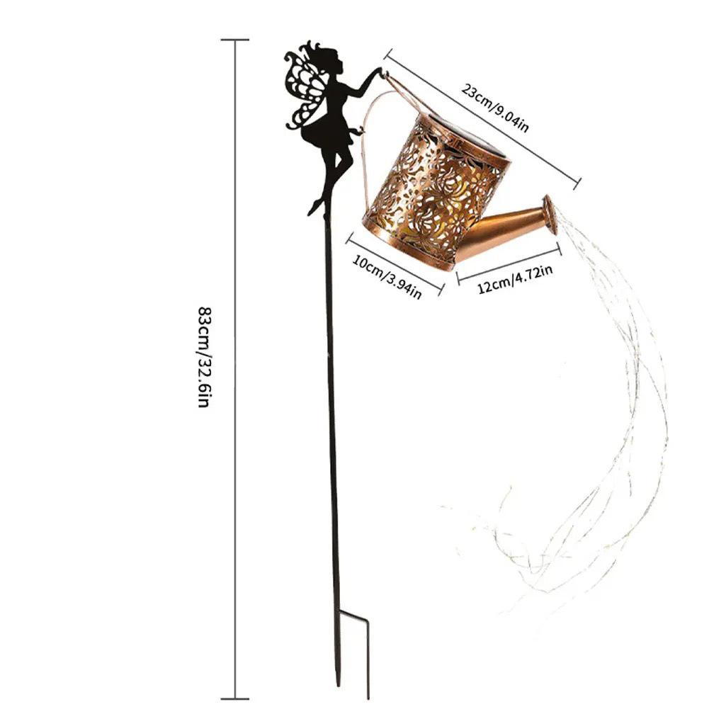 

JYL TS/132,Iron Outdoor Garden Fairy Watering Solar Light Iron Fairy Hollow Garden Lamp One Size блідий колір аква