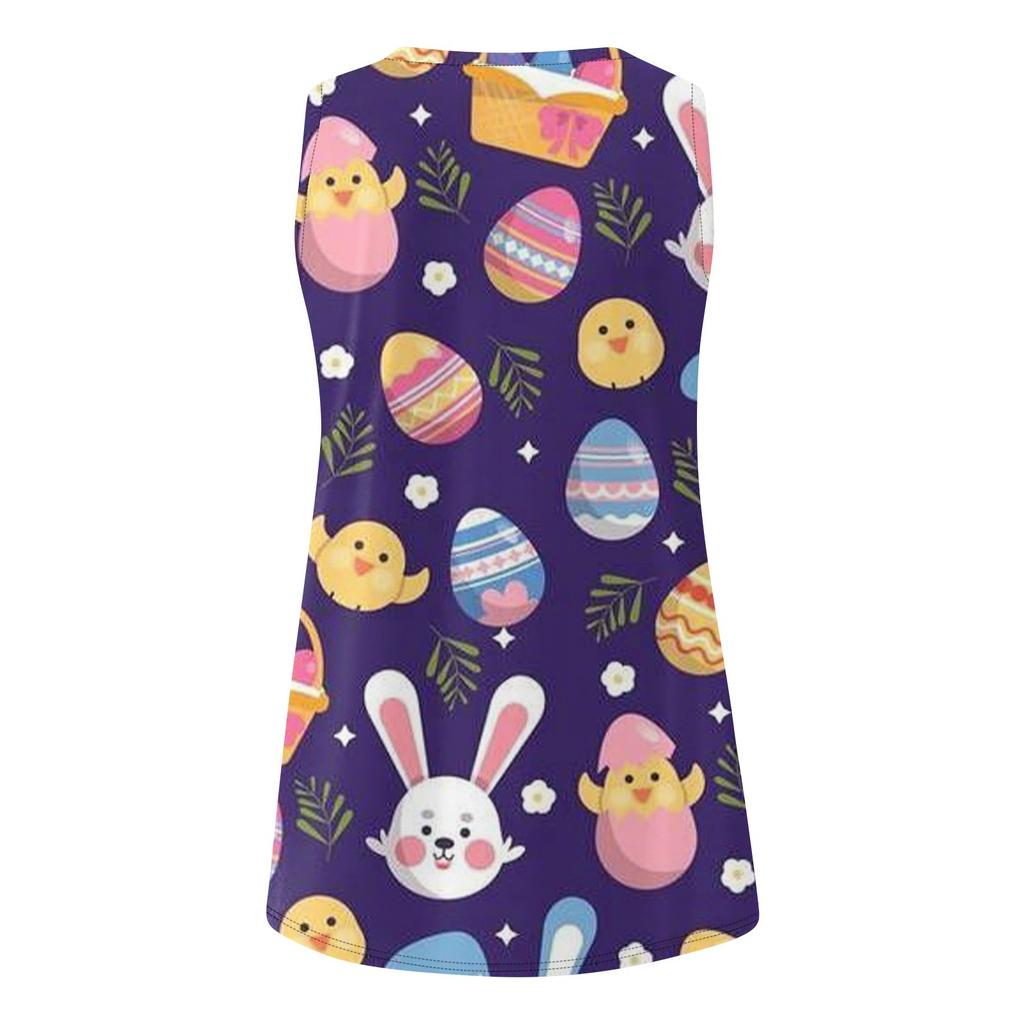 Women's Sleeveless Easter Print Vest Blouse