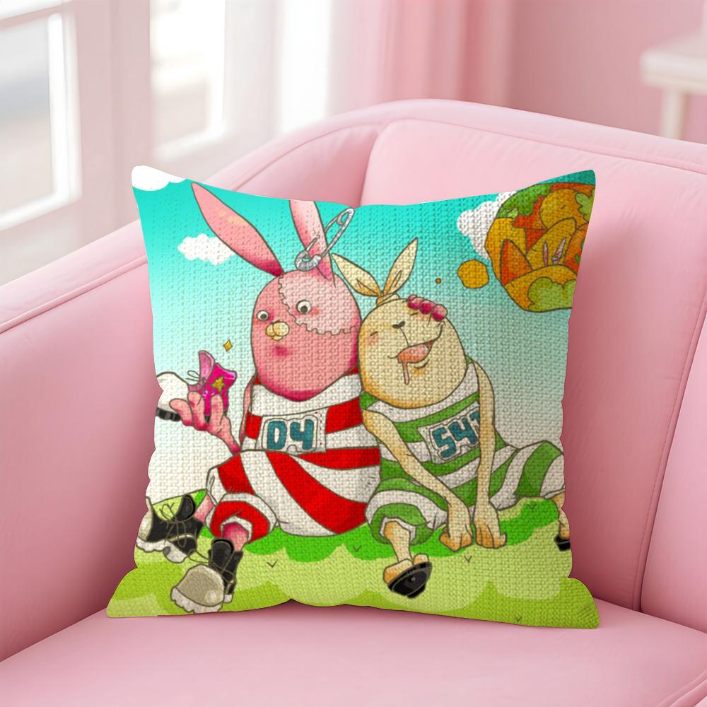 Anime UUsavich Cartoon Cushion Cover Natural Linen Pillow Case DoubleSided Print Decorative Sofa Pillowcase Home Decor Gift