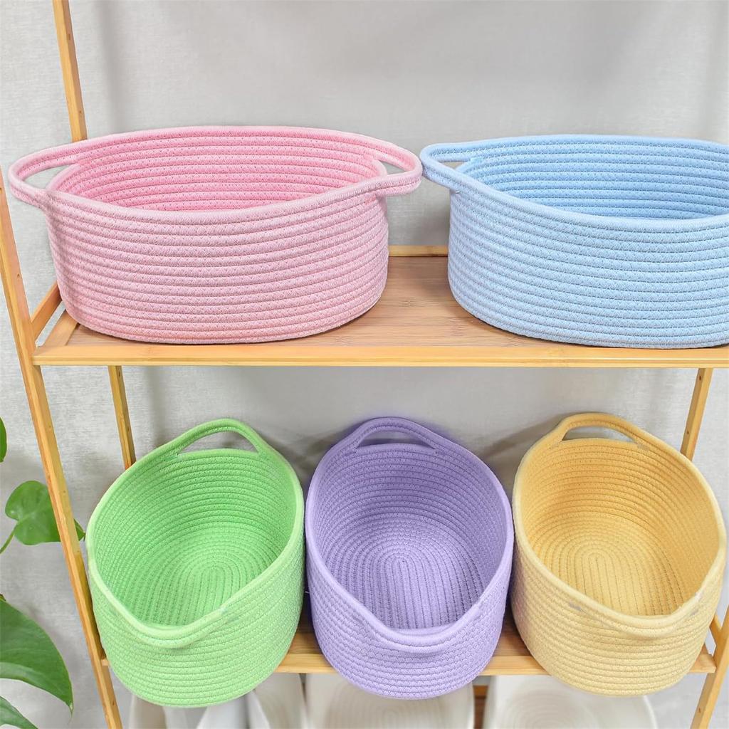 Multipurpose Basket with Cotton Rope Stylish Cotton Rope Basket Ideal For Organizing Toy, Clothes, And Office Supplies