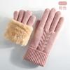 Winter Women's Touch Screen Gloves Cold-proof Double-layer Knitted Gloves Outdoor Cycling Warm Gloves