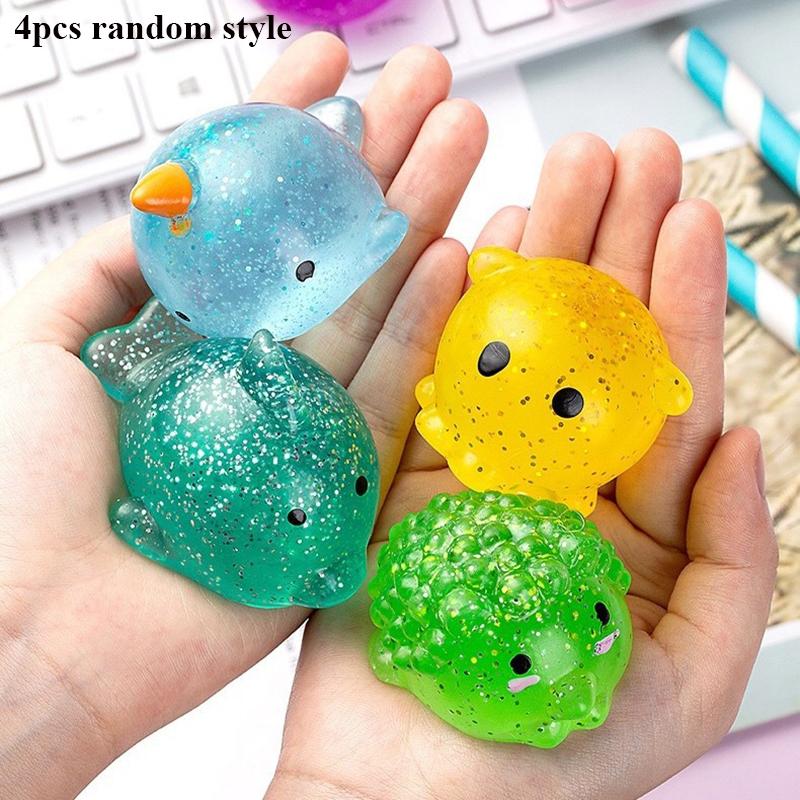 Багатоколірні гігантські блискучі мочі-сквіші іграшки Стрес-знімальні м'ячики Милі морські тварини Сенсорна стискалка-фітджет для дорослих дітей