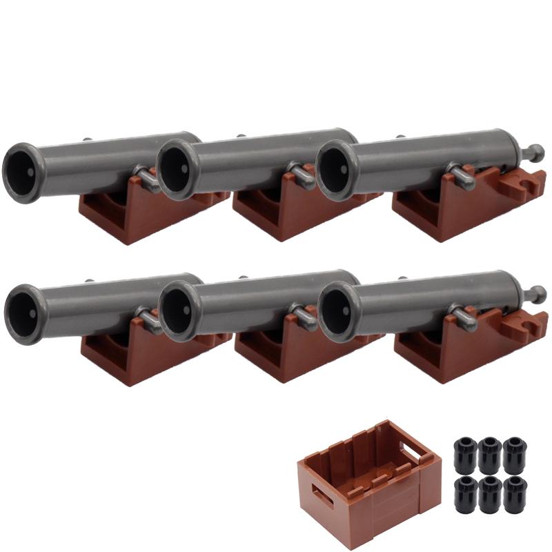 MOC Medieval Army Weapons Building Blocks Cannon Pirate Ship Soldiers Figures Military War Scene Assembling Mini Brick Toy Gifts