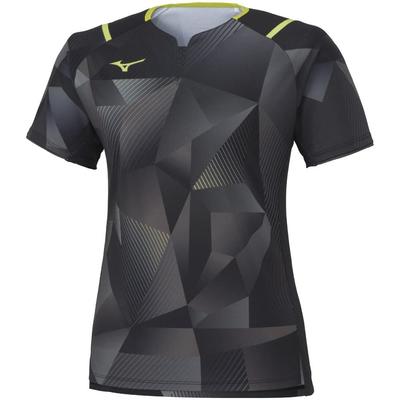 Mizuno All Japan Replica Table Tennis Short JTTA Size M Shirt, Sleeve, Moisture-Wicking, Quick-Drying, Certified, Women's, Black, (82JAA200)